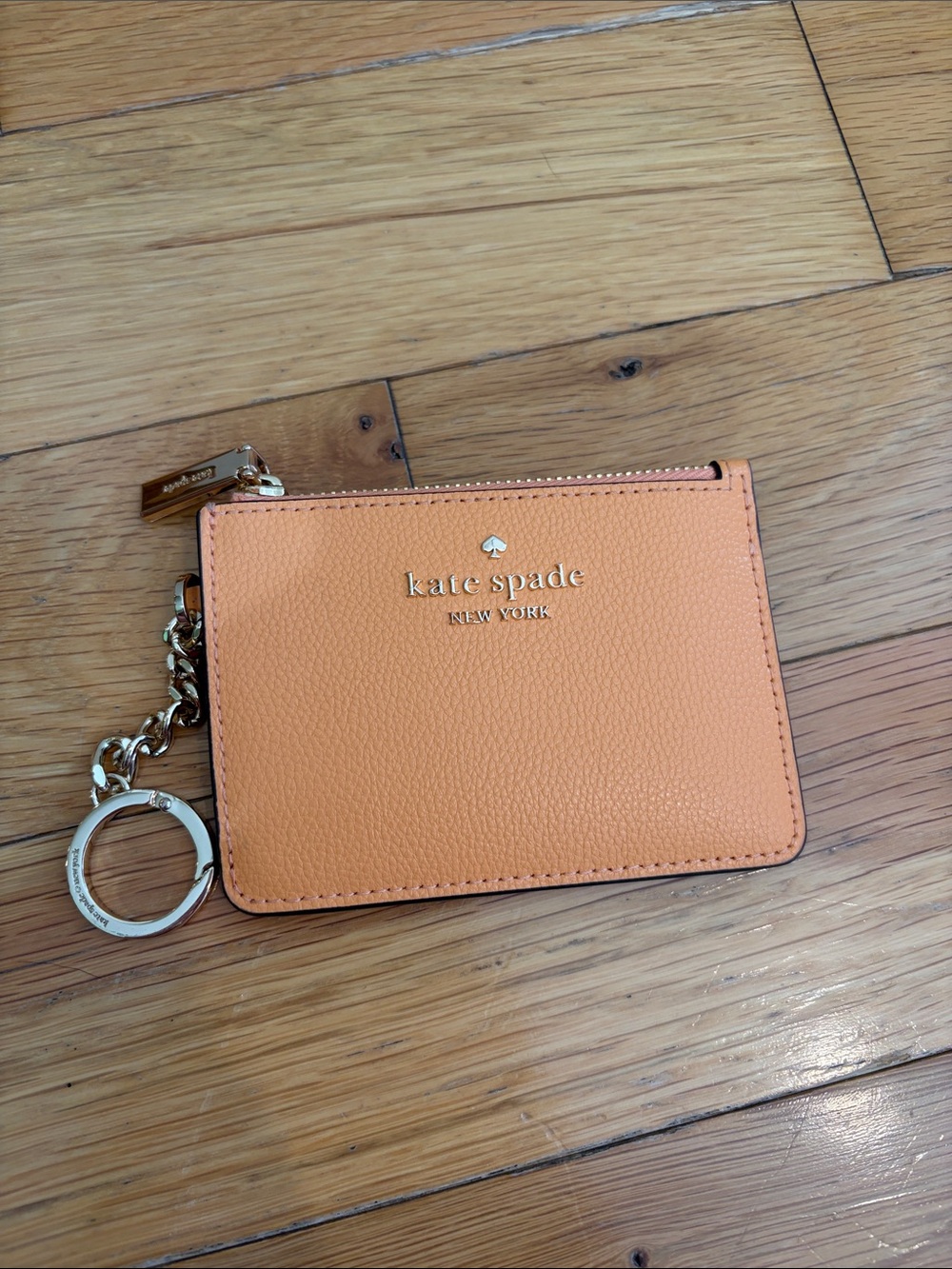 kate spade Peach Leather Card Case with Keyring
